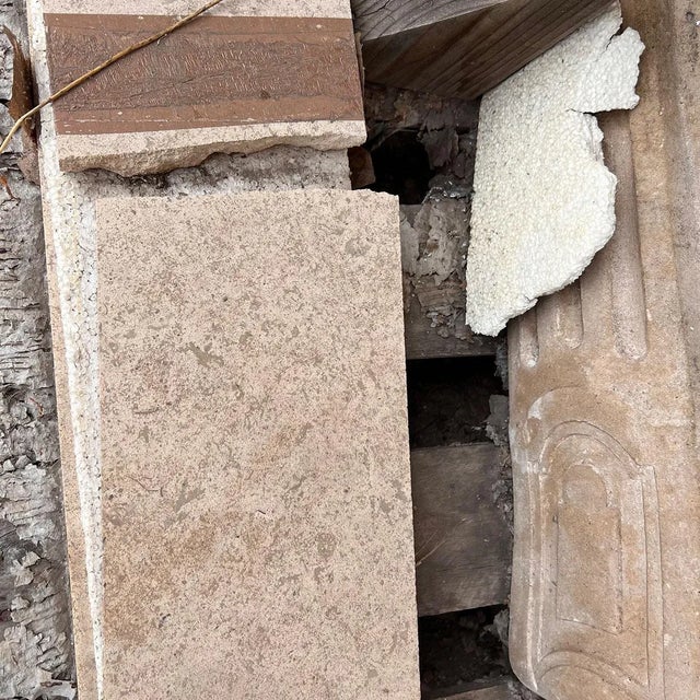 Stone Antique French Parisian Louis XV-Style Limestone Fireplace Surround For Sale - Image 7 of 12