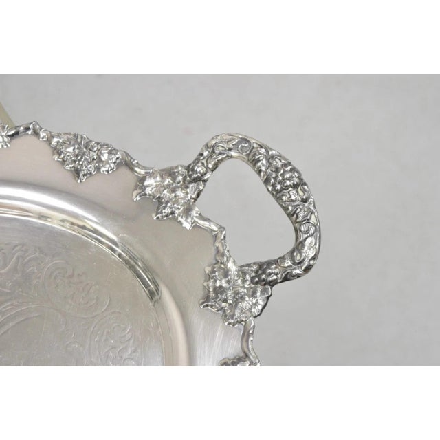 Metal Vintage Crescent 1082 Victorian Style Silver Plated Oval Serving Platter Tray For Sale - Image 7 of 10