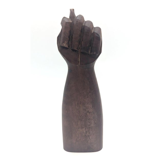 Offered is a 1970s Brazilian hand-carved dark Imbuia wood talismanic "figa" fist sculpture, circa. the mid to late 1970s....
