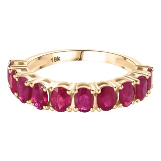 18k Yellow Gold Ruby Wedding Band Ring Size 5 For Sale