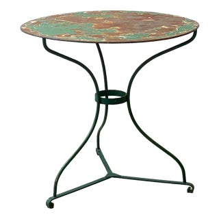 Green French Gueridon Metal Garden Table, 1950s For Sale