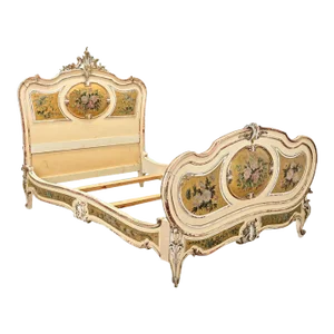 French 18th Century Louis XV Painted & Gilt Queen Bed