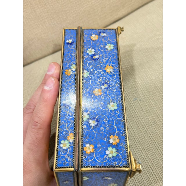 Japanese Cloisonne Enamel Bird and Floral Trinket Box Signed Inaba, Meiji For Sale - Image 14 of 15
