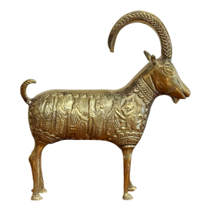 Vintage Etched Brass Ram Figure