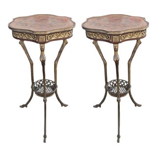 Pair of Empire Revival Hoof Foot Guéridon Tripode Tables For Sale