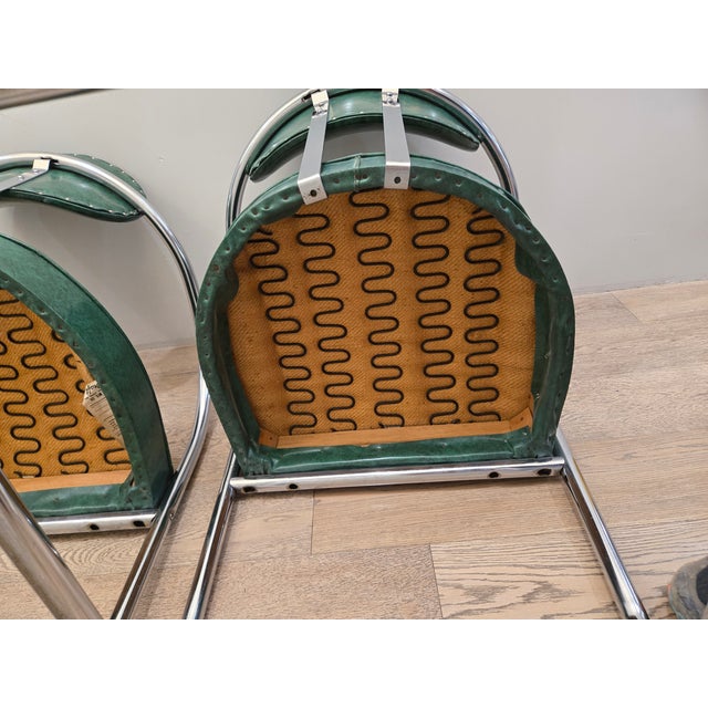 Mid 20th Century Art Deco Accent Chairs - Pair - Chrome and Green - Attributed to Kem Weber for Lloyd’s Manufacturing For Sale - Image 16 of 18