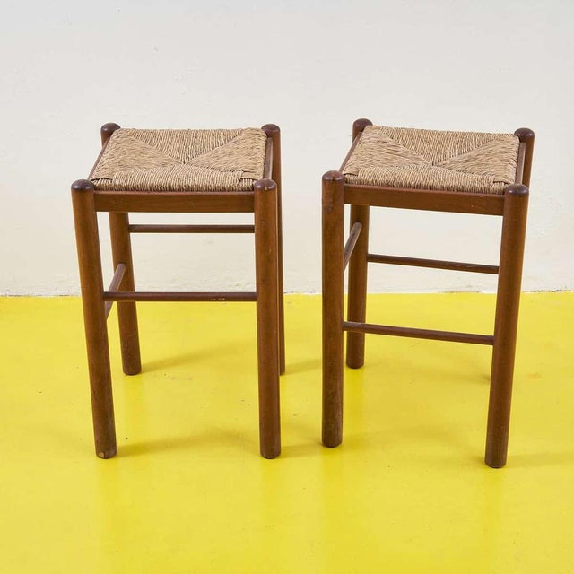Stools with Straw Seat, 1980s, Set of 2 For Sale - Image 6 of 8