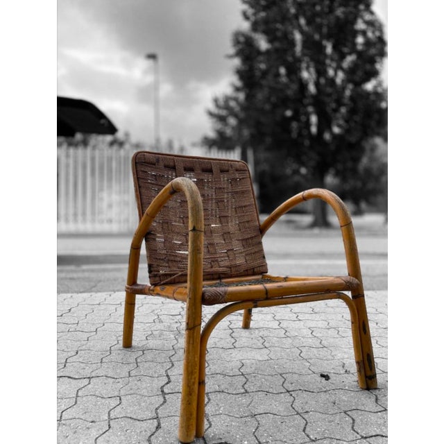 French Bamboo Lounge Chair by Adrien Audoux & Frida Minet For Sale - Image 11 of 16