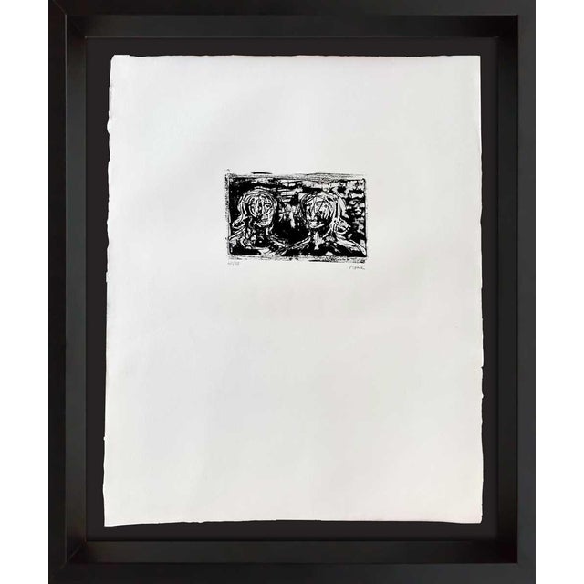 Black Henry Moore Hand Signed Lithograph Original, "Two Heads" For Sale - Image 8 of 8