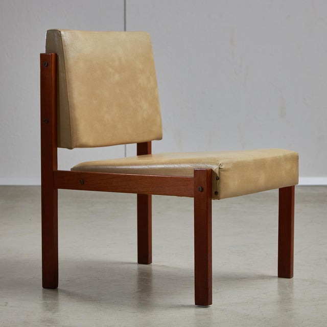 Angular Teak and Leather Chair with Copper Details, 1970s For Sale - Image 6 of 18