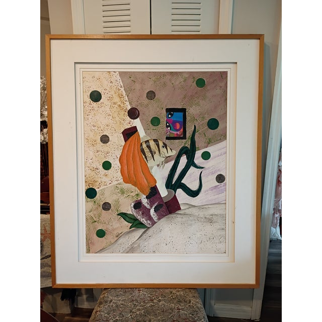 Signed by 'Peters' Large Mid-Century Style Modern Abstract Fish Mixed Media Collage - Framed For Sale - Image 18 of 18