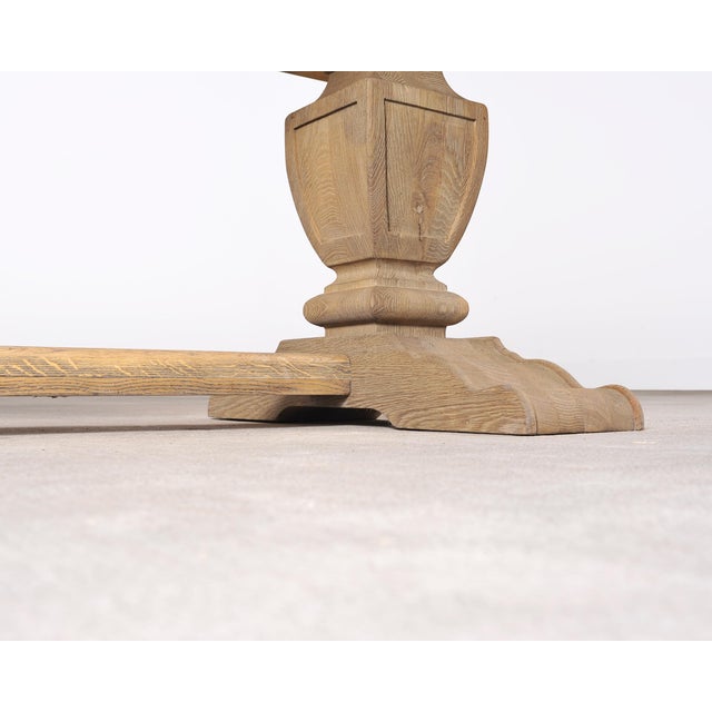 Country Italian Provincial Stripped Oak Trestle Dining Table 7 Ft For Sale - Image 13 of 18