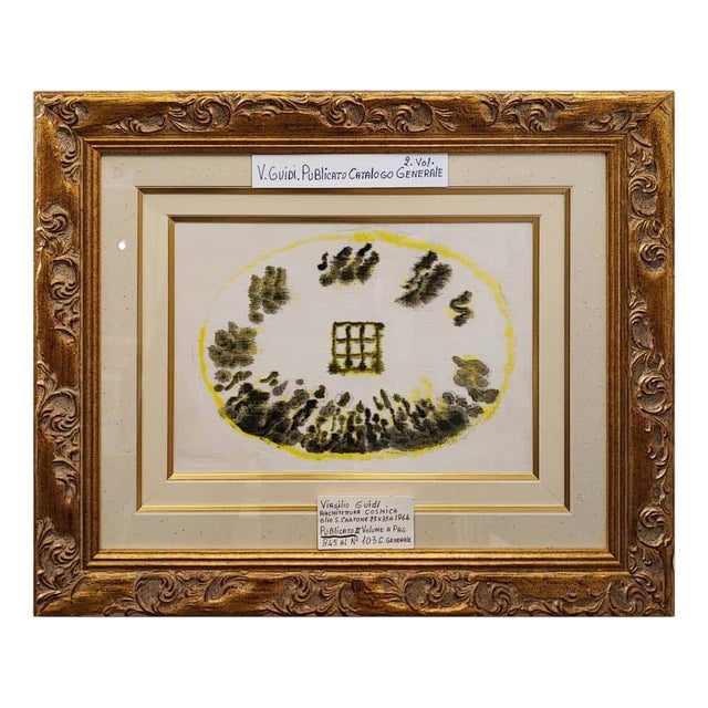 After Virgilio Guidi, Cosmic Architecture, 1967, Oil on Canvas Board, Framed For Sale