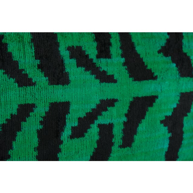 Green Tiger Ikat Velvet Pillow Covers- Set of Two For Sale - Image 4 of 6