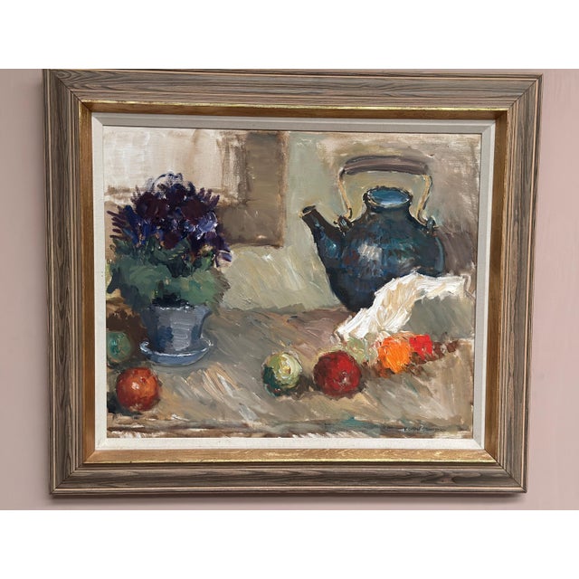 Karl Gustav Strandberg, Still Life with Kettle, 1960s, Oil Painting on Canvas, Framed For Sale - Image 10 of 18