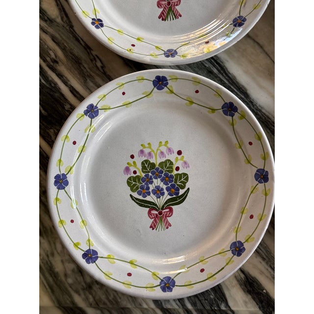 Made in Portugal Vintage Terra Cotta Hand Painted Plates - Set of 8 For Sale - Image 14 of 18