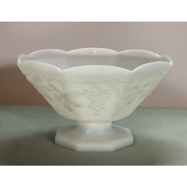 Glass Vintage “Harvest Grape” Milk Glass Centerpiece Bowl For Sale - Image 7 of 7