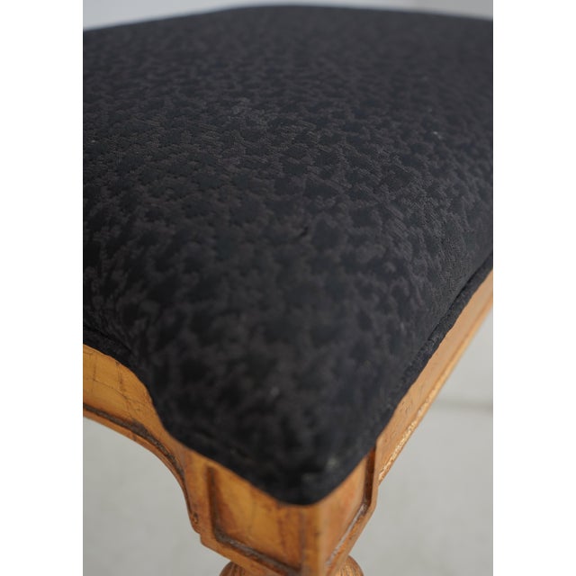 Textile Pair of Henredon Neoclassical Black & Gold Footstools Ottomans For Sale - Image 7 of 14