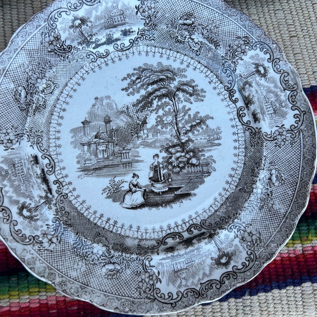 Circa 1850’s Antique Brown Transfer Decorated Plates, “Verona”, by Cork & Edge- Set of 11 For Sale - Image 4 of 12