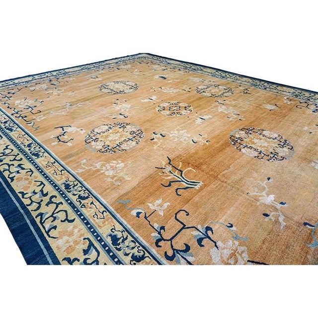 1920s Antique Wool Coral Large Allover Floral Hand Knotted Large Oversize Rug For Sale - Image 4 of 9