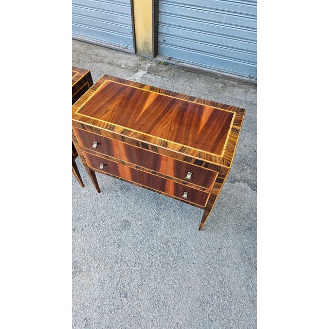 Wood Inlaid Wooden Bedside Tables, 1970s, Set of 2 For Sale - Image 7 of 16