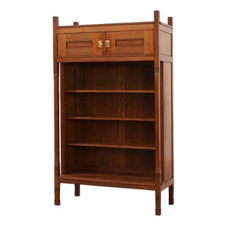 Jugendstil Oak Bookcase with Adjustable Shelves, Netherlands, 1890s For Sale