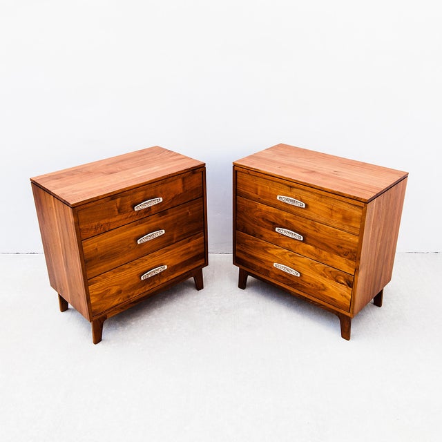 Vintage Mid Century Modern Solid Walnut Nightstands by Woodland, A Pair For Sale - Image 15 of 15