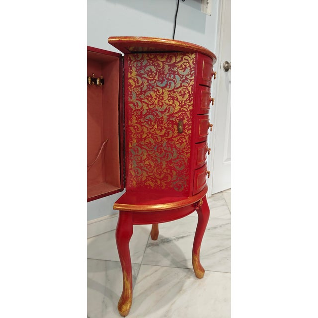 Artist Painted Stunning Jewelry Organizer Stand Armoire For Sale - Image 4 of 11