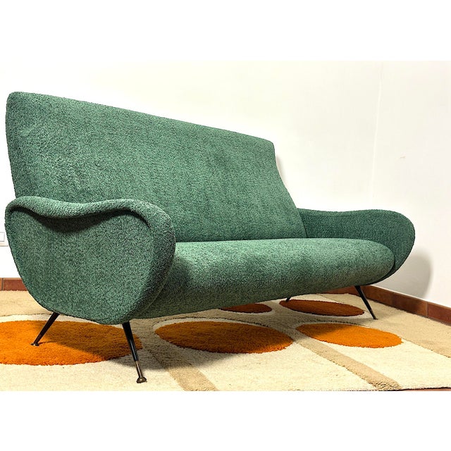 Forest Green Lady Three-Seater Sofa by Marco Zanuso, 1950s For Sale - Image 8 of 18