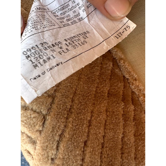 Camel Vintage Diamond Pattern Corduroy Parsons Loveseat For Sale - Image 8 of 11