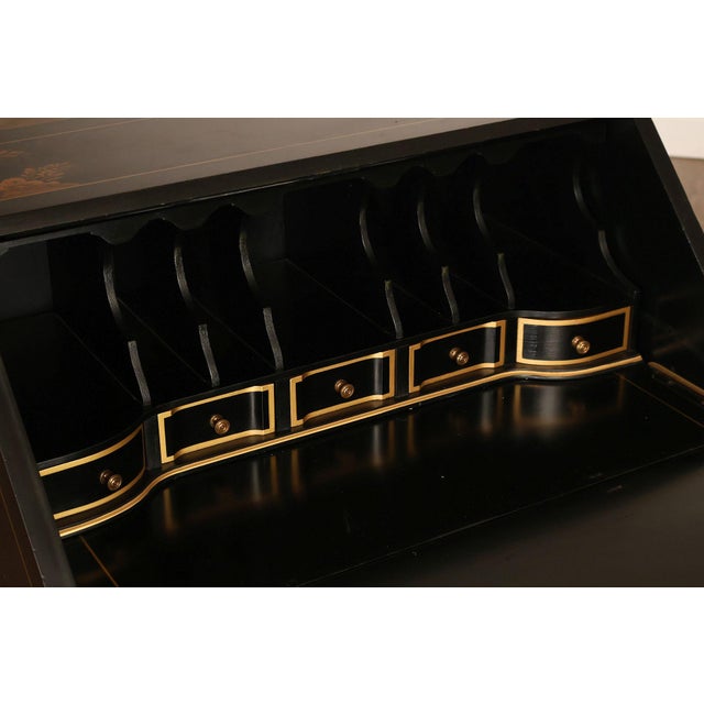 Wood Queen Anne Style Chinoiserie Slant Front Writing Desk For Sale - Image 7 of 18