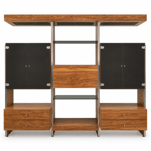 John Stuart Style Modular Chrome and Smoked Glass Wall Unit