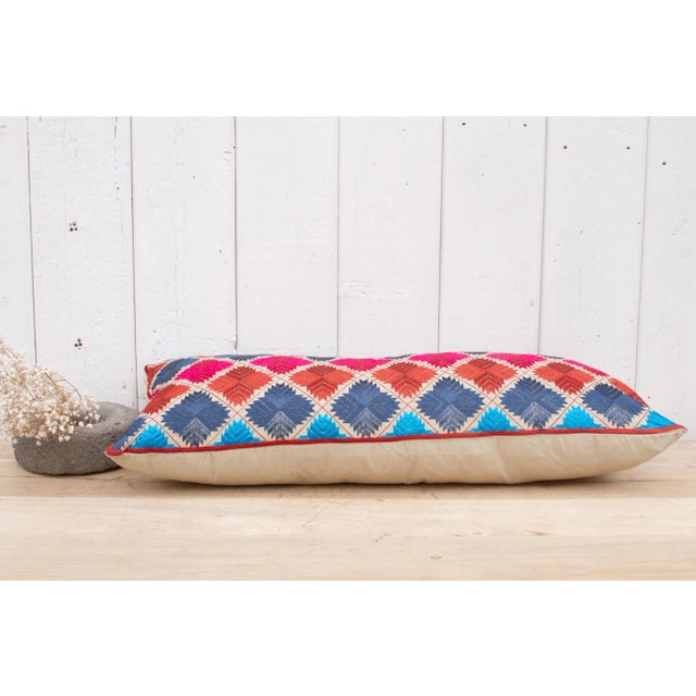 Swati Embroidered Phulkari Pillow Cover For Sale In Los Angeles - Image 6 of 10
