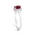 10K White Gold Red Ruby and 1/10 Cttw Diamond Halo Ring For Sale - Image 4 of 7