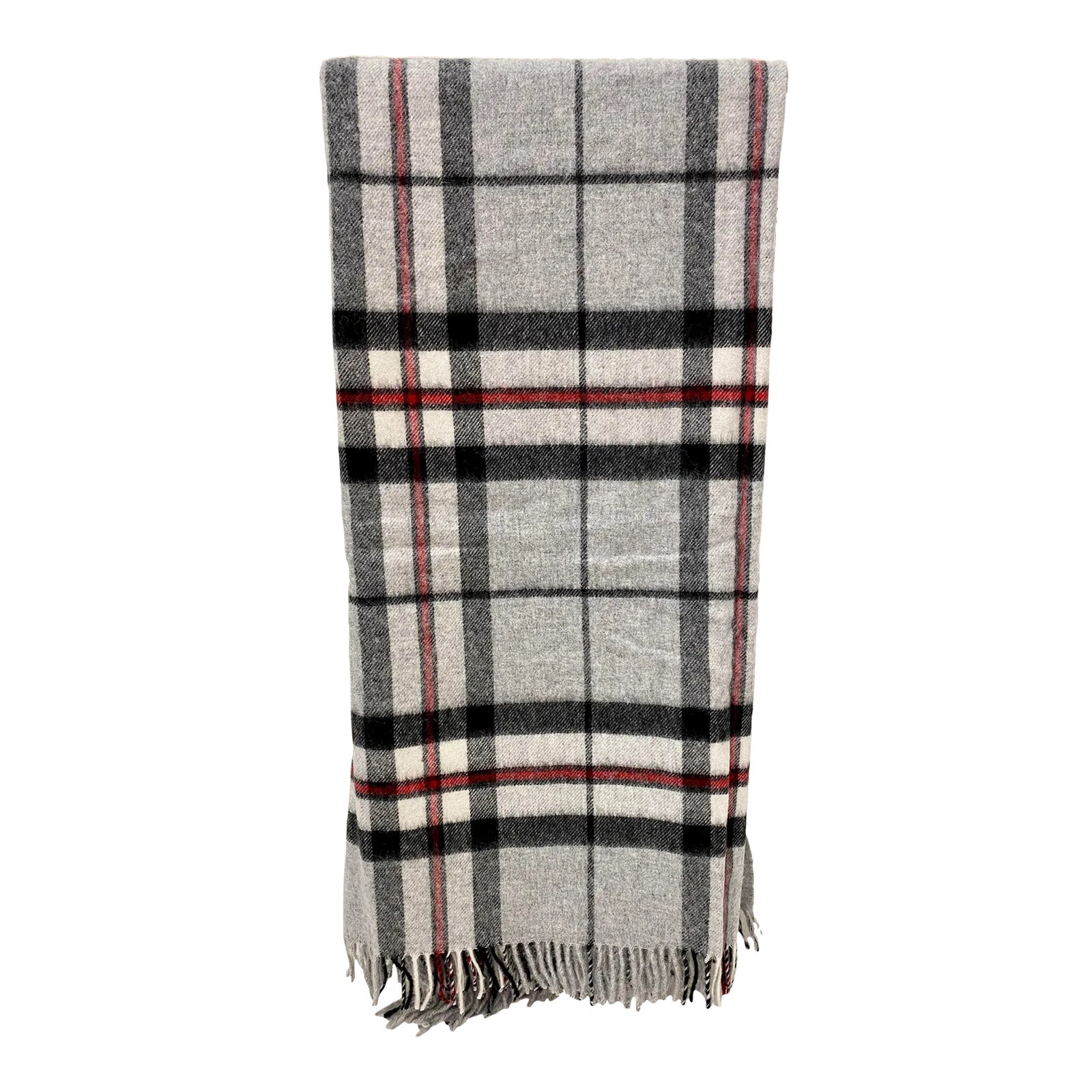 Super Soft Merino Wool Throw in a Burberry-Like Grey Plaid Pattern ...