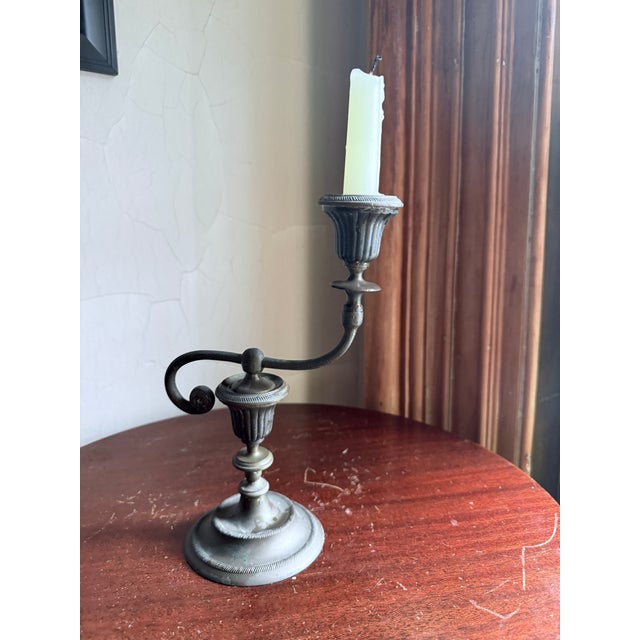 Early 20th Century Asymtetrical Pewter Candlestick Holder For Sale - Image 13 of 13