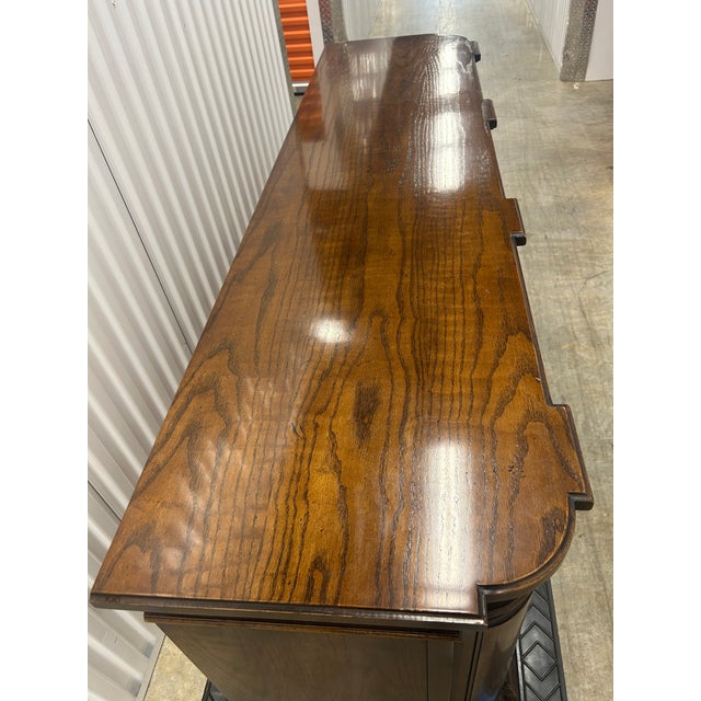 Brown 1980s Henredon Vintage Walnut Buffet With Felt Silverware Drawer For Sale - Image 8 of 10