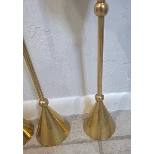 Brass 1970s Memphis Style Candle Holder Set Christian De Beaumont Style For Sale - Image 8 of 12