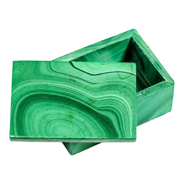 Miniature Malachite Natural Stone Vintage Specimen Box Home Decor For Sale