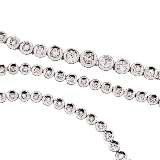2020s 3 Carat Graduated Thick Bezel Diamond Platinum Tennis Necklace For Sale - Image 5 of 5