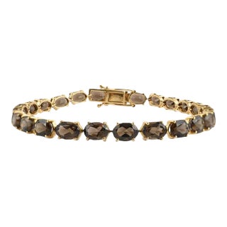 18.47Carat Smoky Quartz Tennis Bracelet in 14k Solid Yellow Gold by VRJewels For Sale