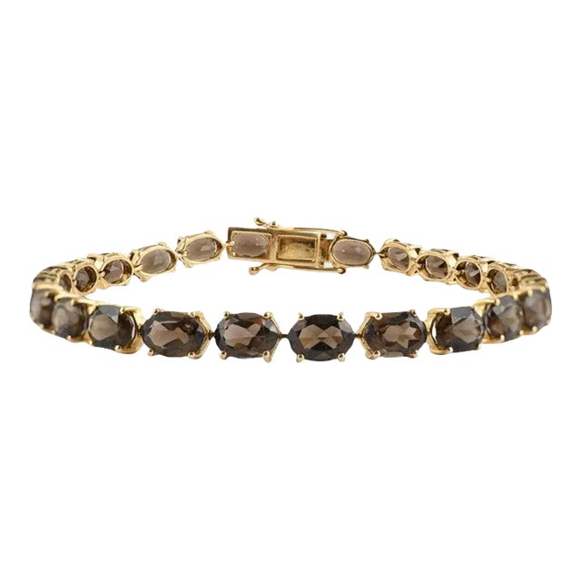 18.47Carat Smoky Quartz Tennis Bracelet in 14k Solid Yellow Gold by VRJewels For Sale