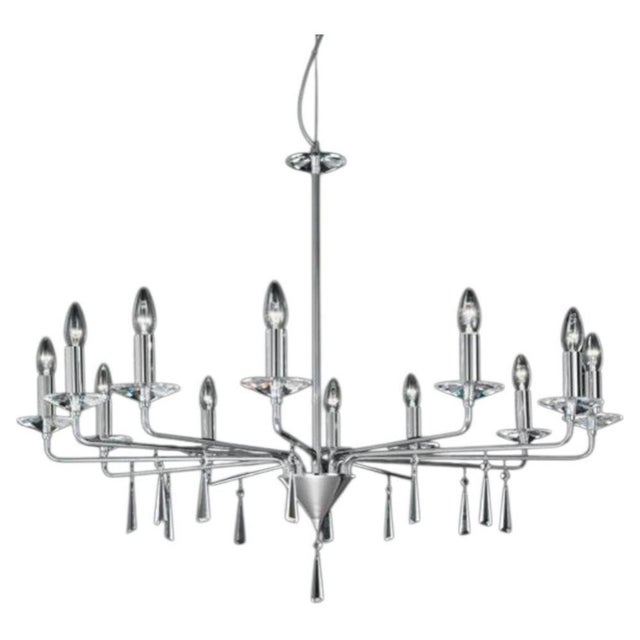 Gold Crystal 12 Lights Chandelier in Polished Chrome and Crystal by Aggiolight For Sale - Image 8 of 8