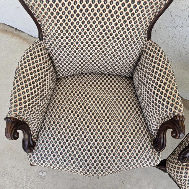 Pair of Antique French Provincial Louis XV Walnut Bergere Armchairs For Sale - Image 12 of 18
