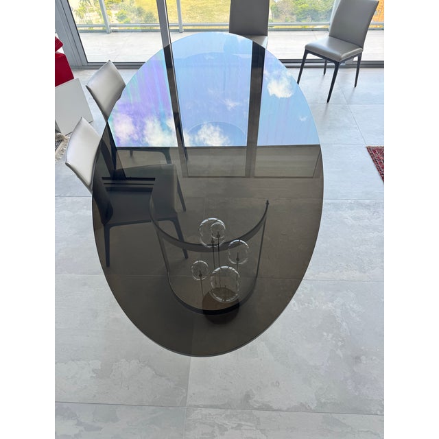 Artefacto Brand Modern Glass Table With Steel Base in Bronze Finish For Sale - Image 13 of 14