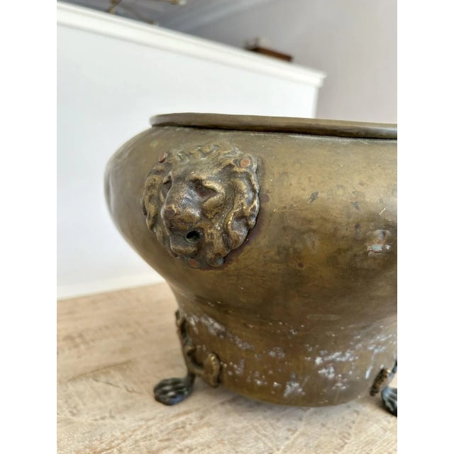 Neoclassical Antique Russian Footed Brass Planter For Sale - Image 3 of 5