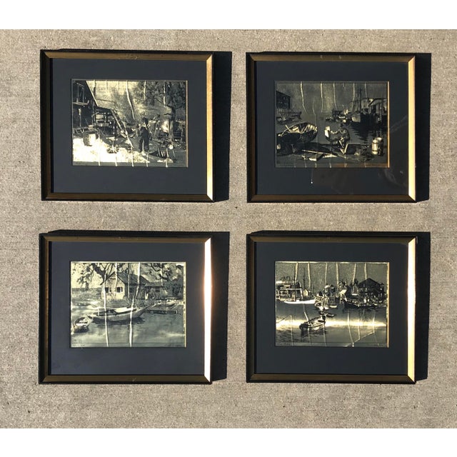Vintage Gold Etch Prints by Lionel Barrymore Set of 4 Chairish