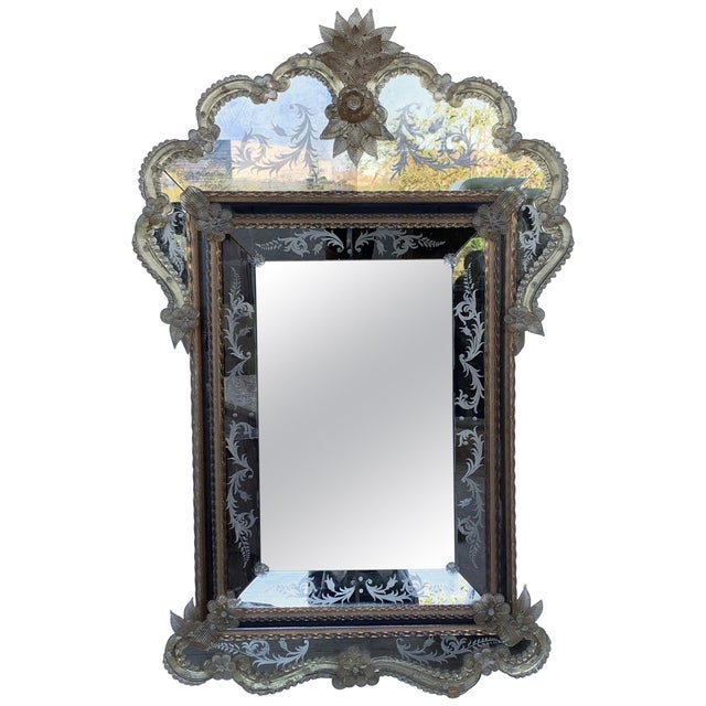 18th Century Crest Top Venetian Rectangular Mirror, Handmade and Hand Silvered For Sale - Image 15 of 18
