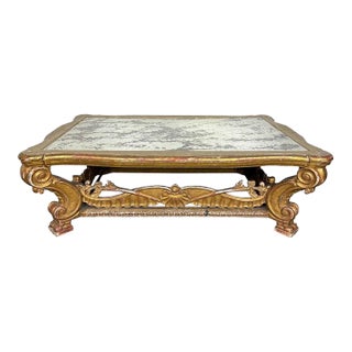 Italian Giltwood Coffee Table W/ Mirrored Top For Sale