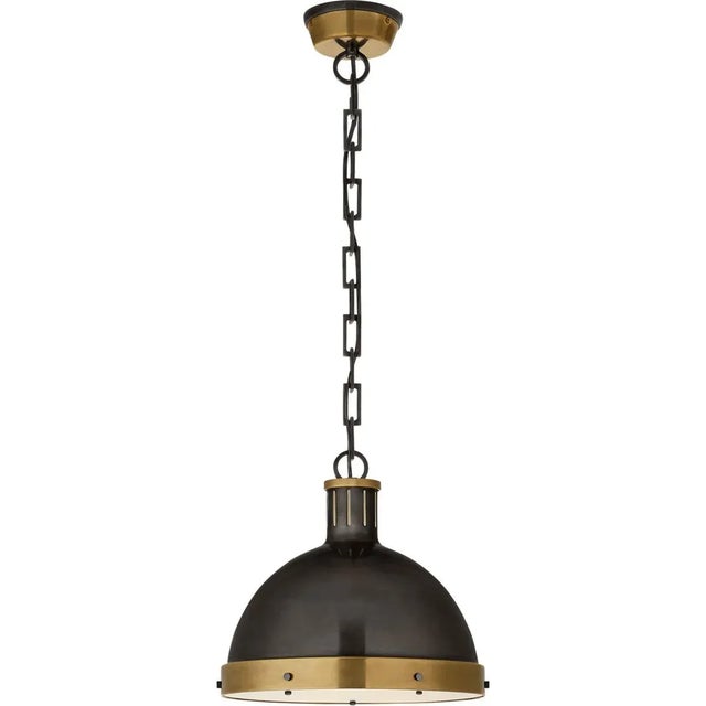 Modern Thomas O'Brien for Visual Comfort Signature Hicks Large Pendant in Bronze & Hand-Rubbed Antique Brass with Acrylic Diffuser For Sale - Image 3 of 4